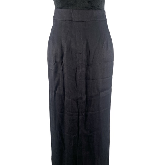 Black Linen blend high waisted tailored skirt,front slit,Midi skirt, size 10,NWT - Picture 4 of 10